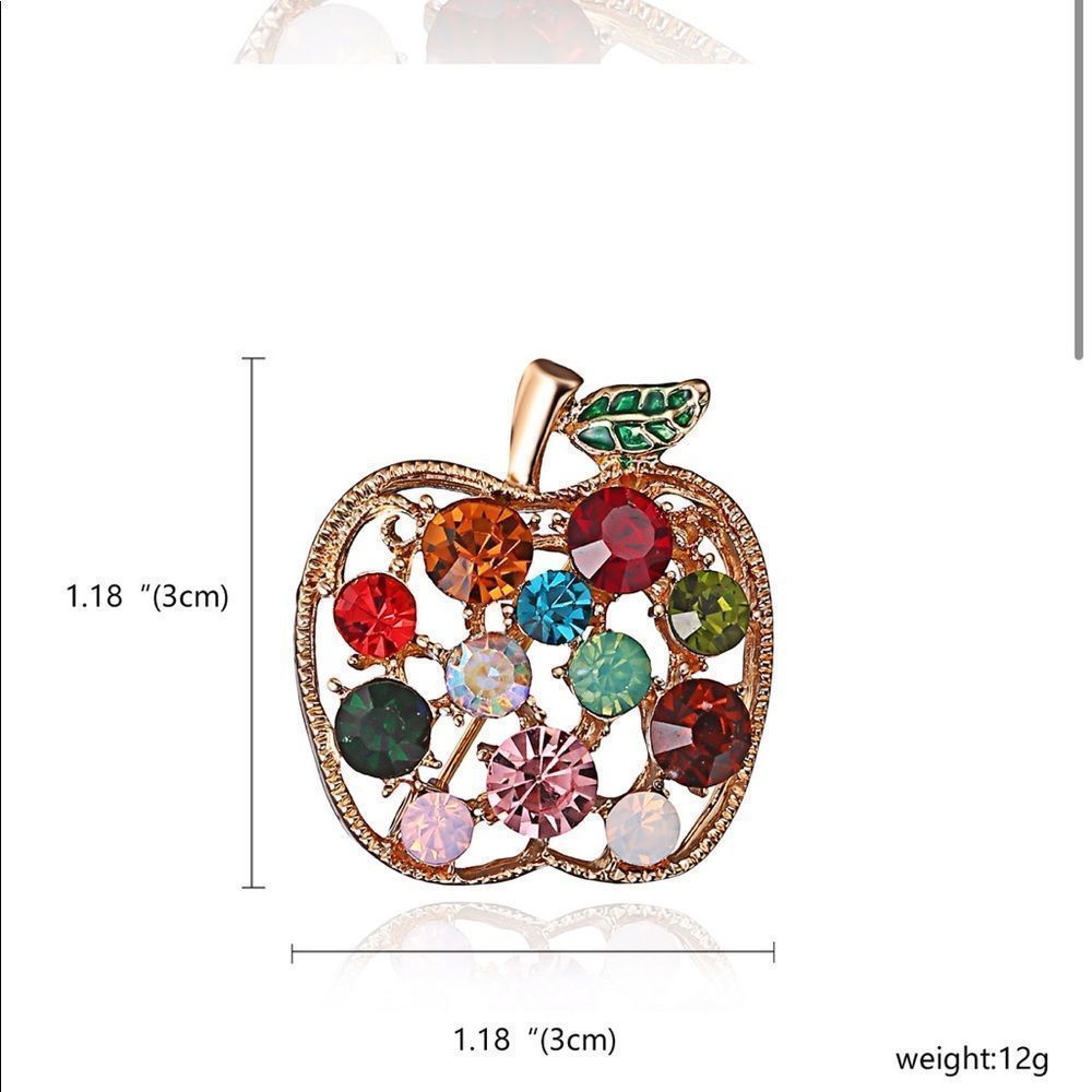Full of Rhinestone Apple Brooche For Teachers - Picture 4 of 7